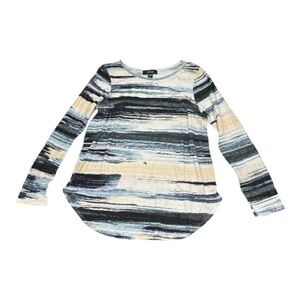 Karen Kane Women’s Brushstroke Strip Long Sleeve Scoop Neck Casual Top Size XL